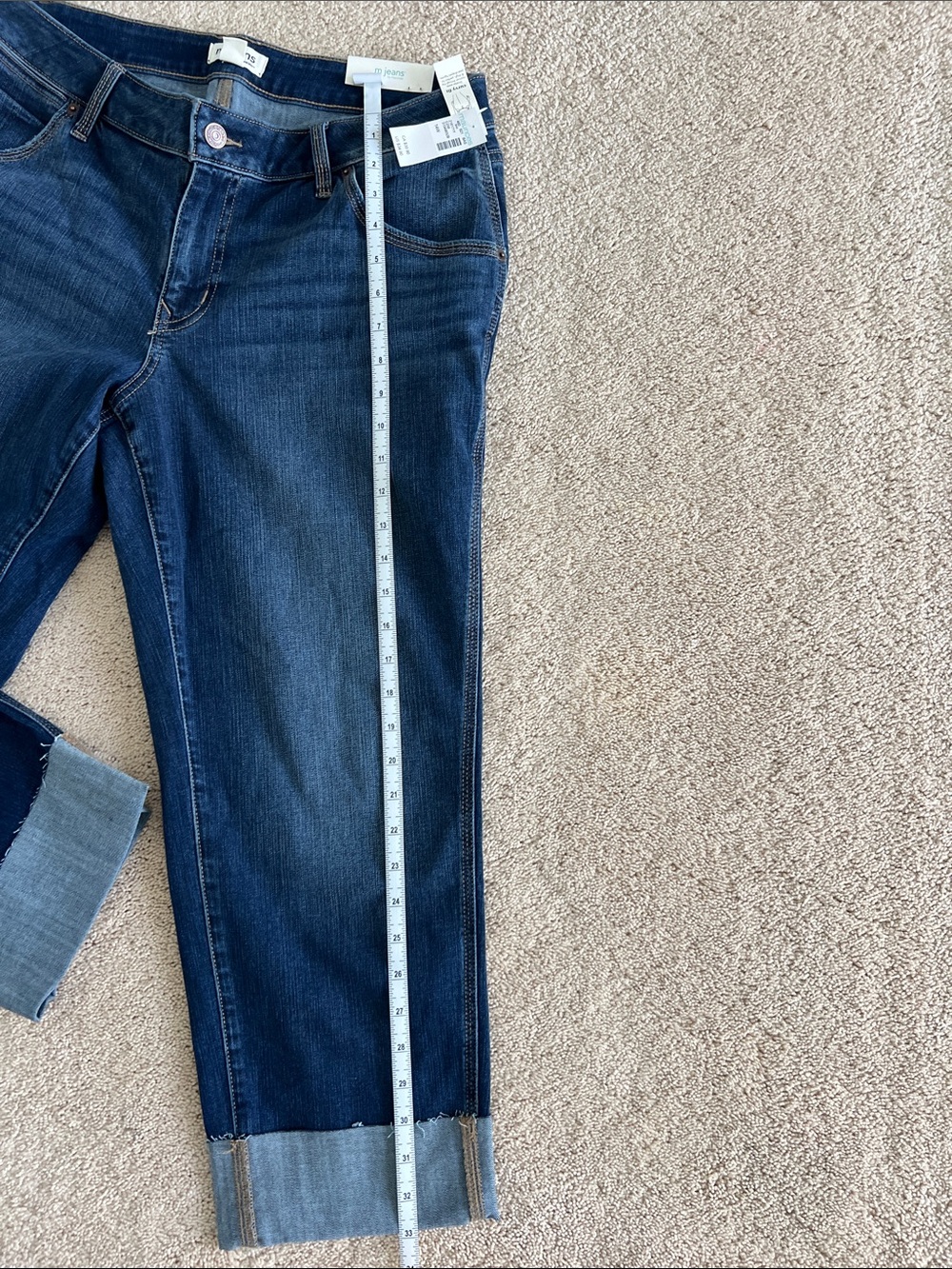 Maurices Cropped Cuffed Jeans 14W High Rise Super Stretch Curvy Fit - Picture 7 of 8